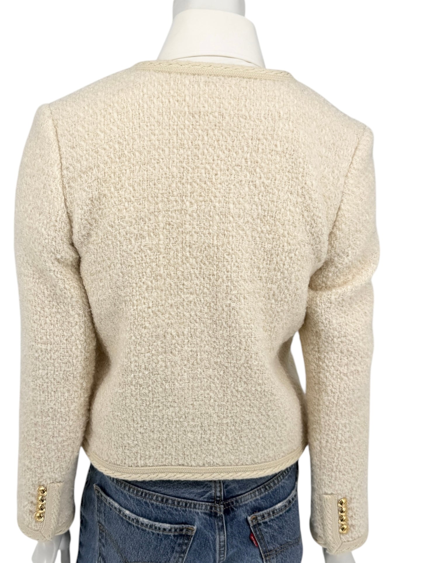 Celine “Chelsea” Ivory Tweed Jacket – Size FR 34
