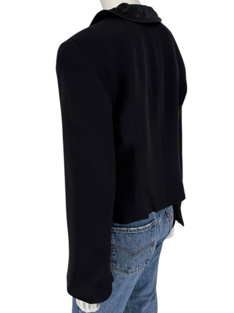 Armani Collezioni Black Rosette-Collar Tailored Jacket – Size 12