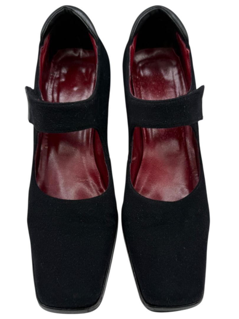 Donald J Pliner Black Stretch Fabric Mary Jane Wedge Shoes – Size 9.5