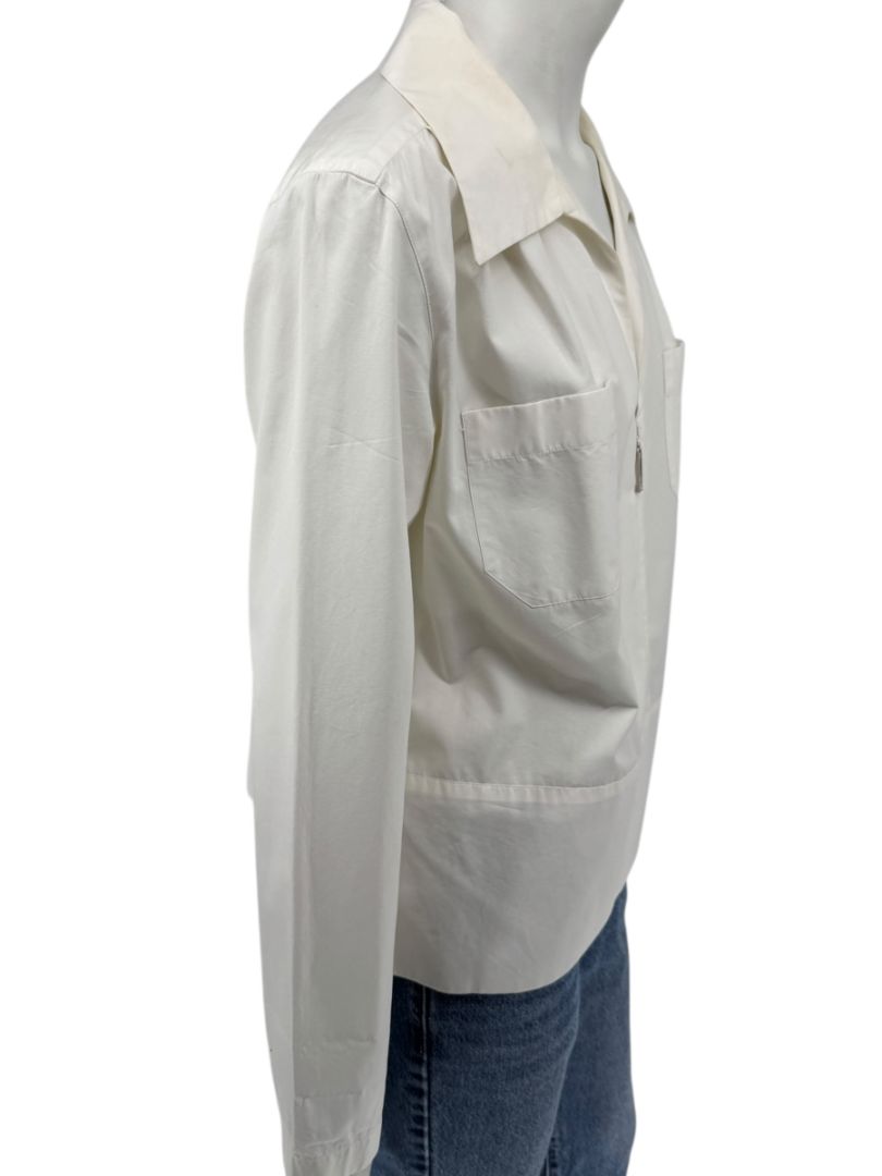 Chanel Ivory Zip-Front Cotton Blouse – Size 42