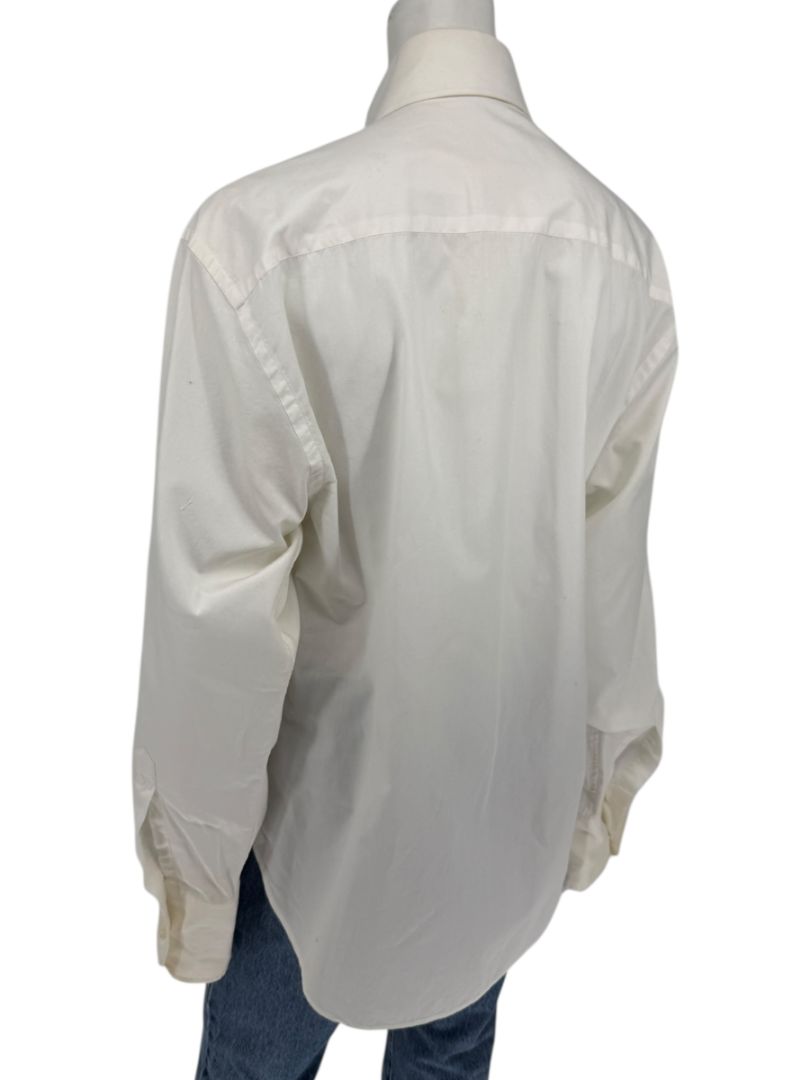 Karl Lagerfeld White Cotton Tuxedo-Style Pleated Shirt – Size 44