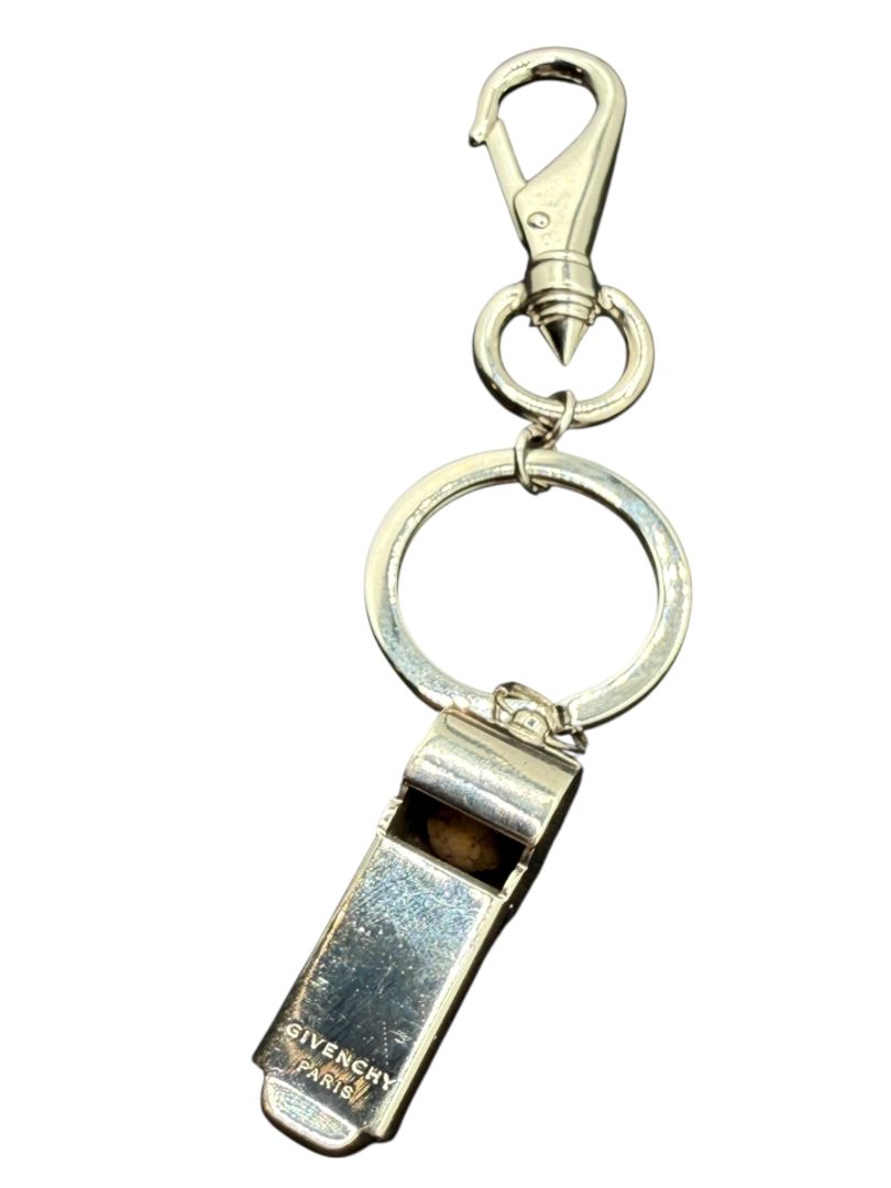 Givenchy Silver-Tone Whistle Keychain / Bag Charm – Functional Whistle
