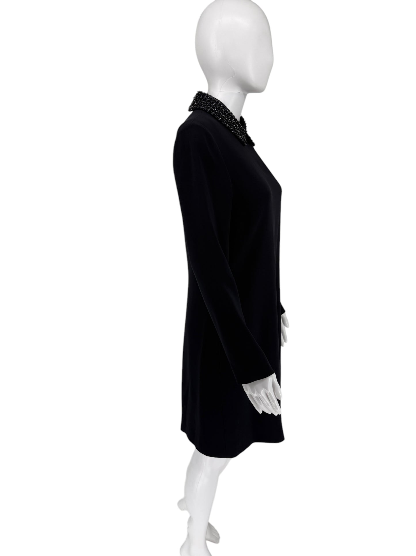 Christian Dior Navy Dress with embellished collar - Size 40/US 10