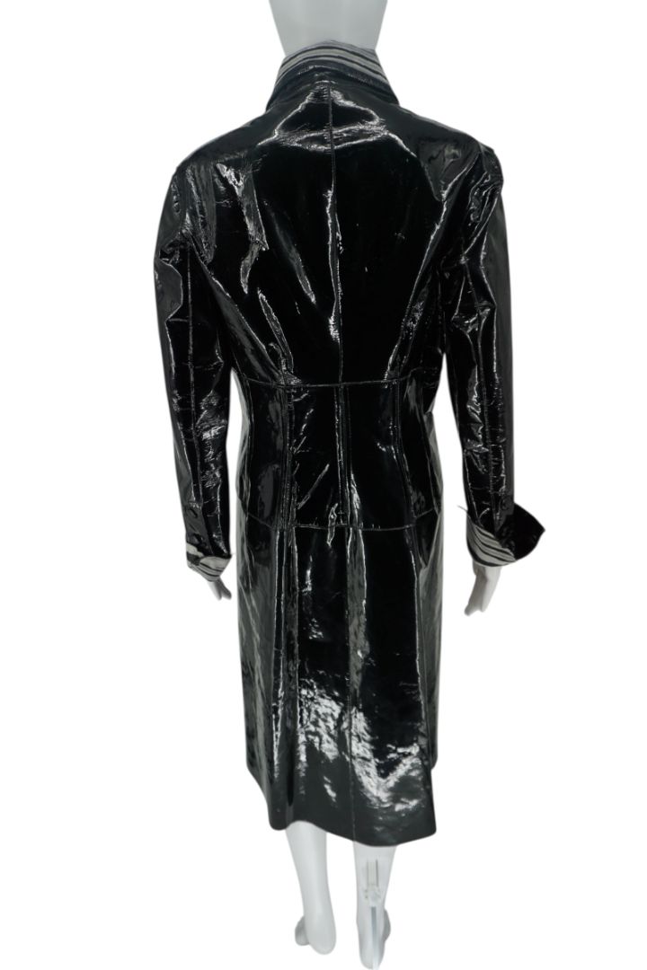 Missoni Black Patent Leather Trench Coat – Size 46