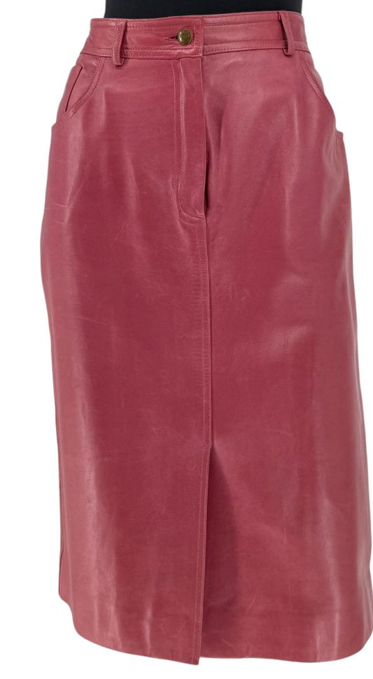 Christian Dior Boutique Rose Leather Skirt – Size 12