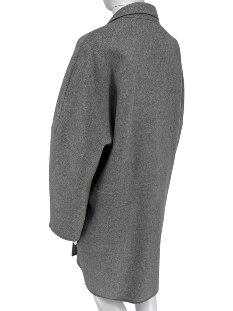 Akris Light Grey Double-Breasted Cashmere Coat - Size US 6