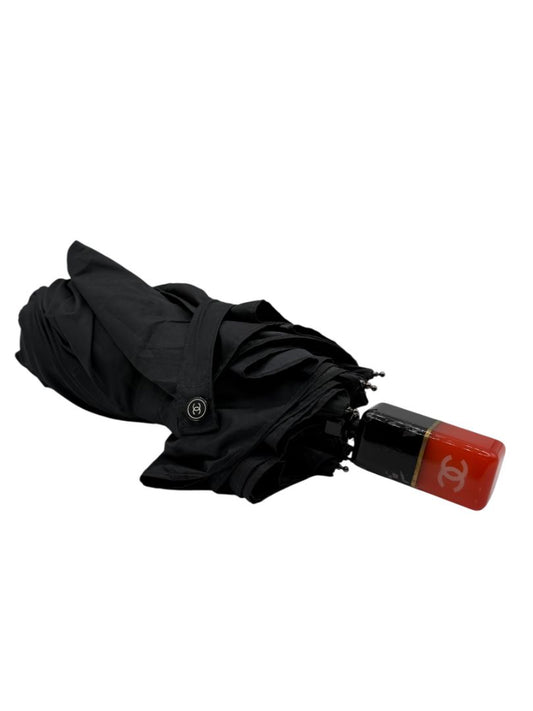 Chanel Vintage Black Umbrella with Nail Polish Bottle Handle – One Size