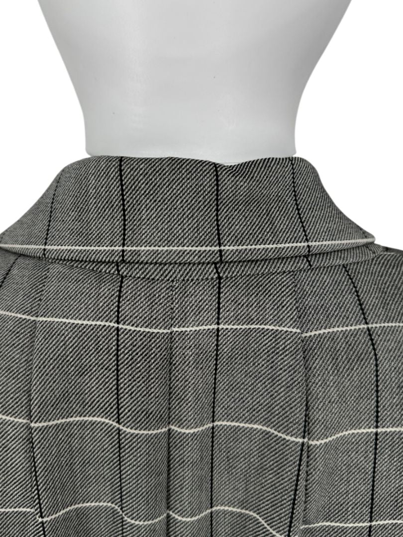 A-K-R-I-S Punto Grey Windowpane Wool Pantsuit – Jacket Size 8, Pants Size 10