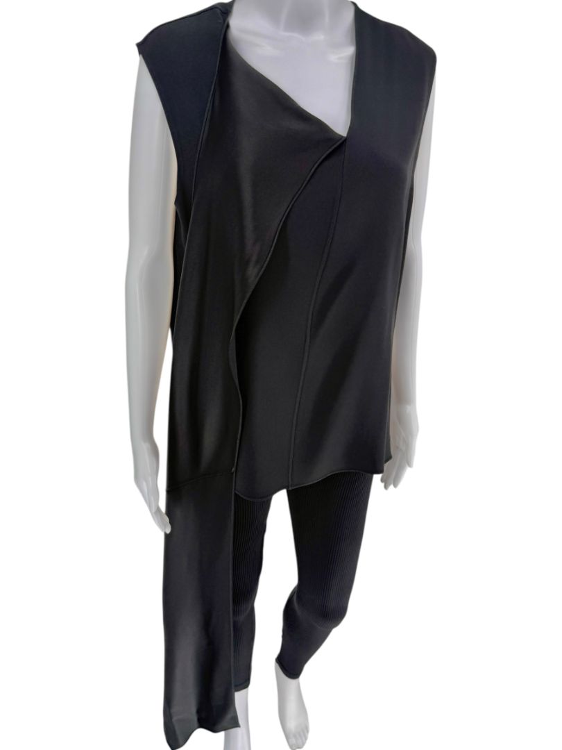 Adam Lippes Black Sleeveless Draped Collar Top – Size 12