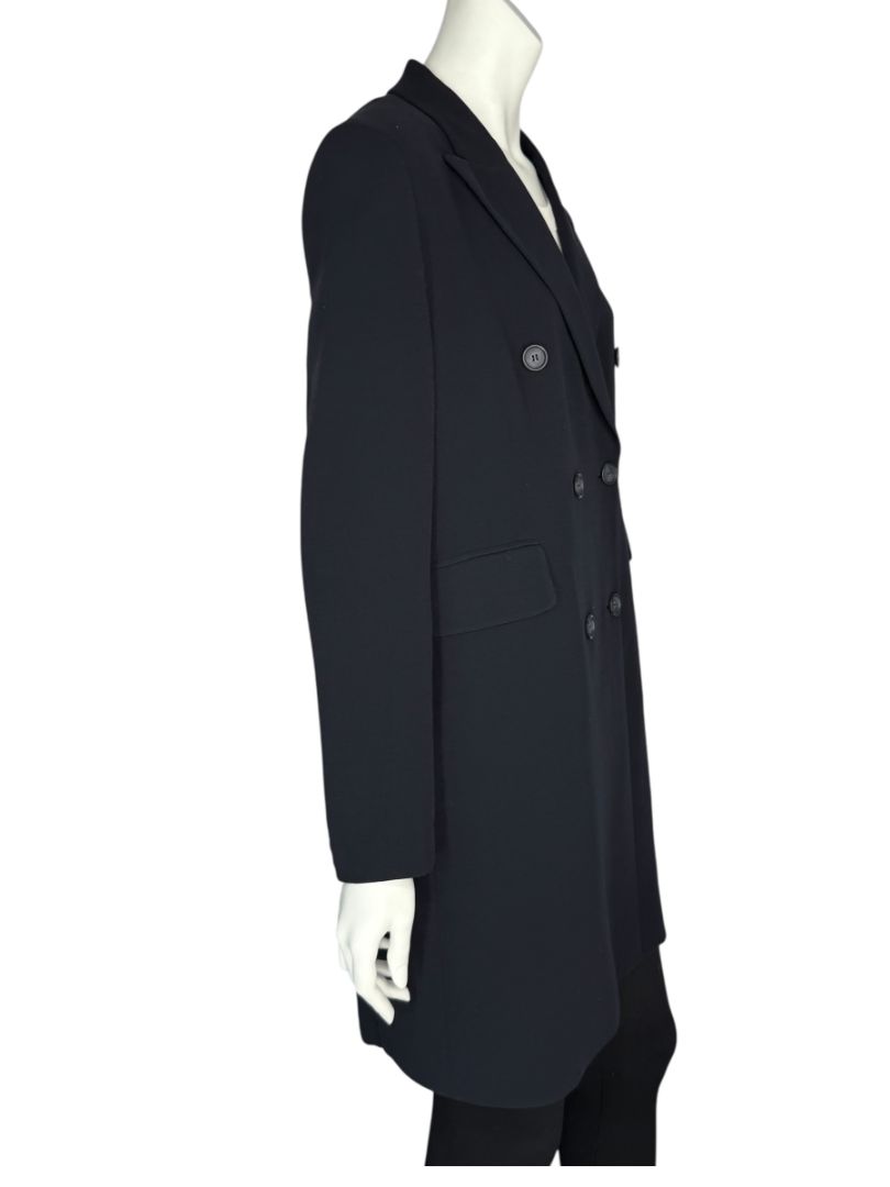 Akris Navy Wool-Blend Double-Breasted Longline Blazer Coat – Size US 8