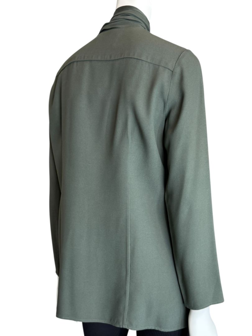 Pamella Roland Sage Green Tie-Neck Blouse – Large