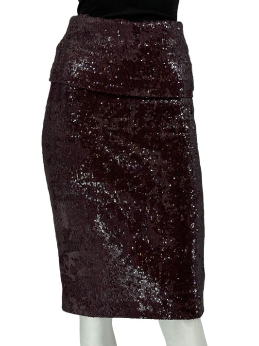 Donna Karan Modern Icons Claret Sequin Pencil Skirt – Size M