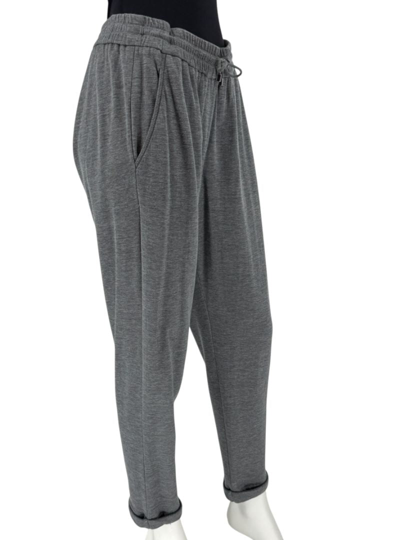 Brunello Cucinelli Grey Cotton-Silk Blend Knit Jogger Pants - Size L