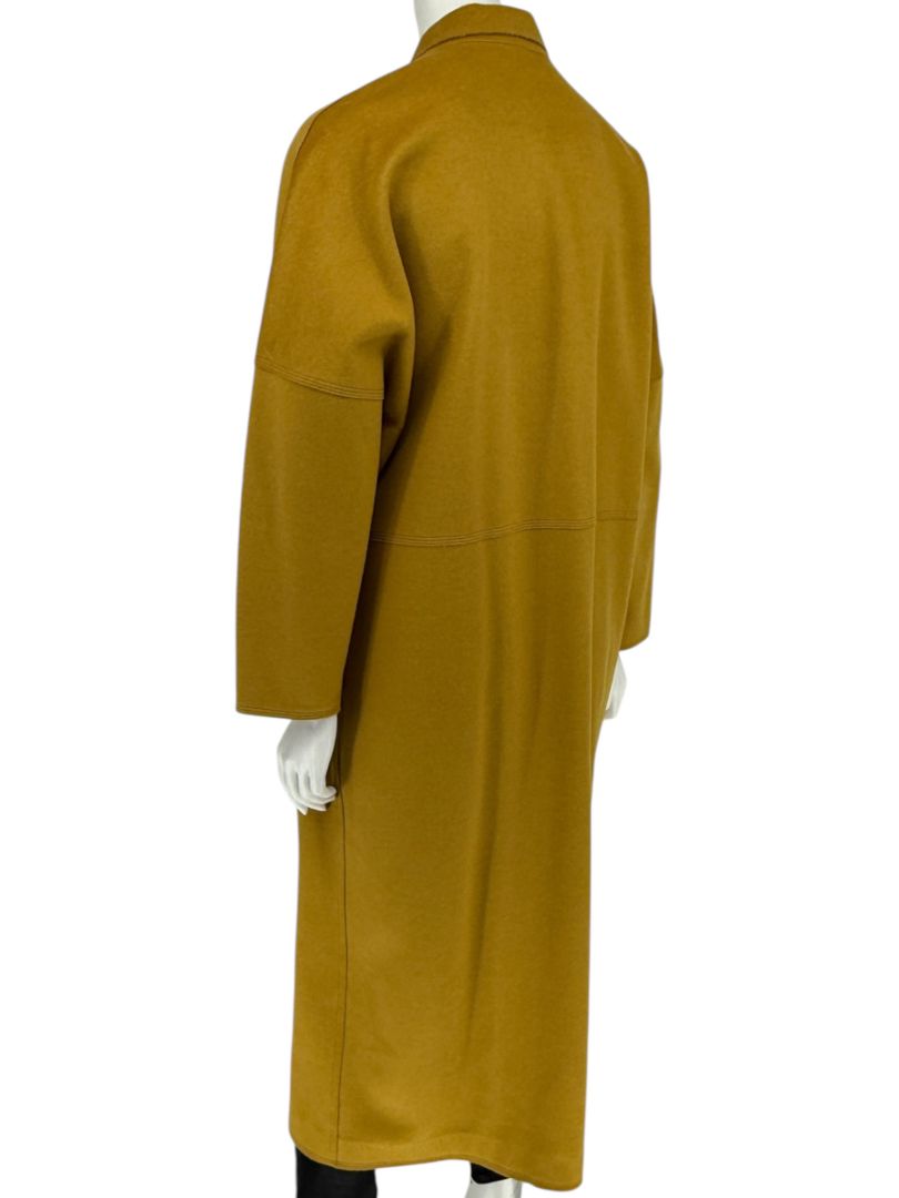 Pamella Roland Mustard Wool Cape Style Coat with Gold Buttons – Large