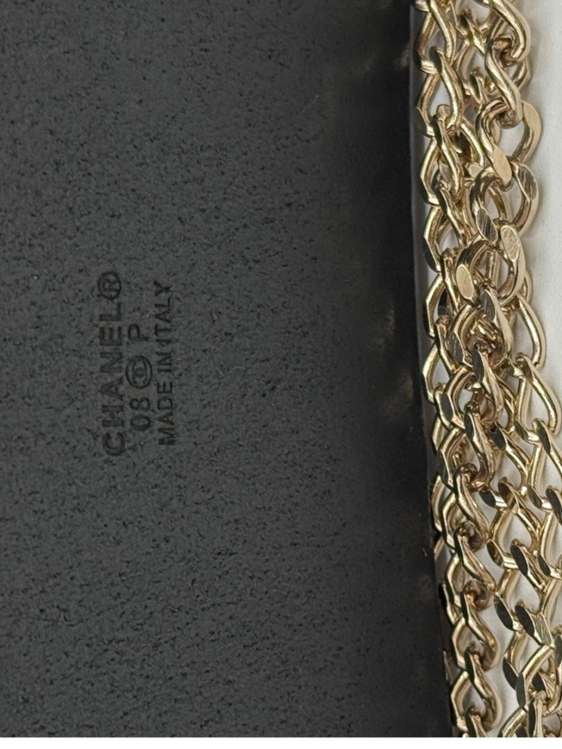 Chanel Spring 2008 Black Leather Gold Chain Accent Belt – Size 90/36