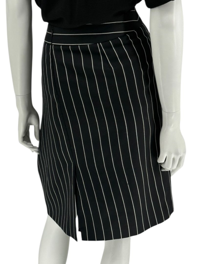 Armani Collezioni Black Pinstripe Wool Skirt – Size 12