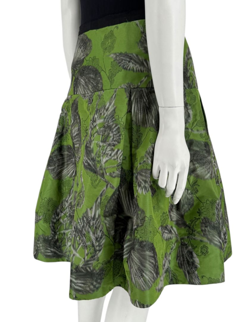 Oscar de la Renta Green Floral Silk Skirt – Fall 2008 - Size 16