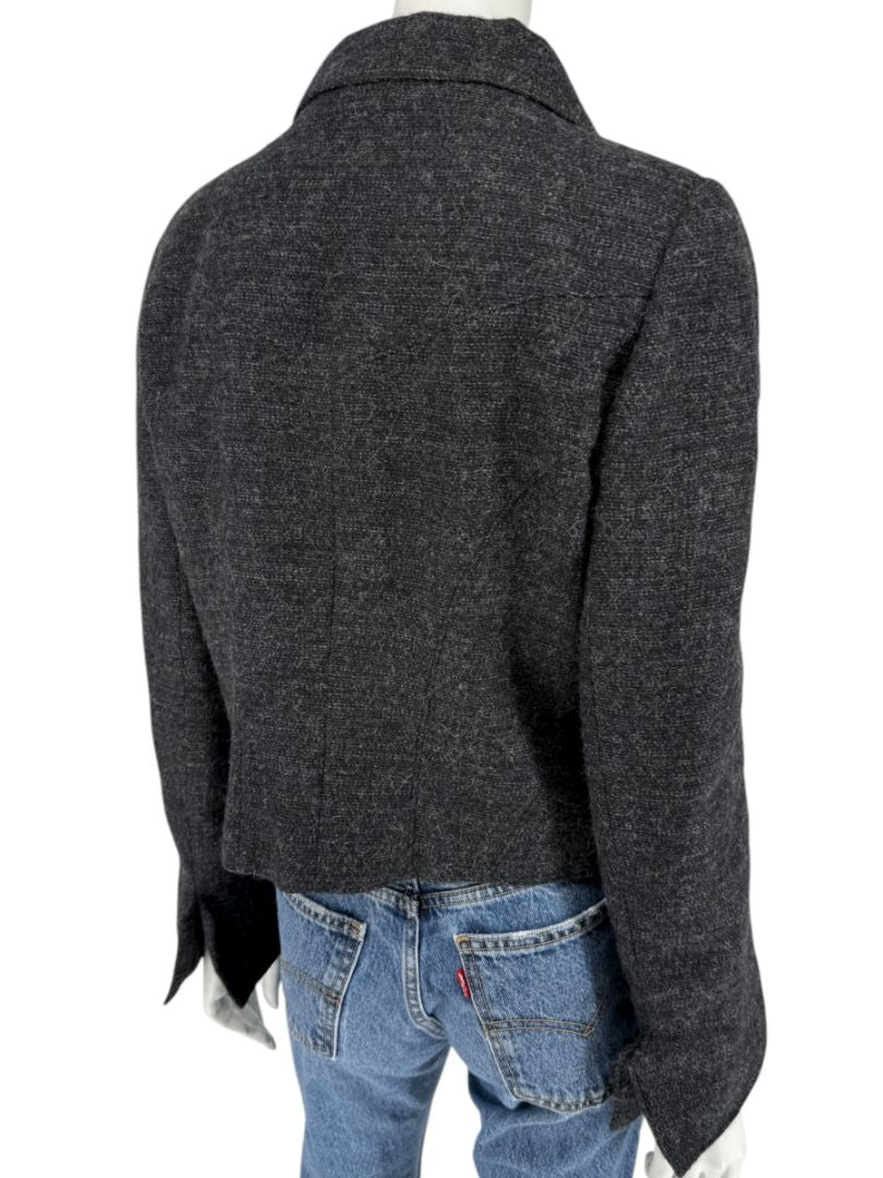 Ron Leal Charcoal Alpaca-Linen Tailored Jacket – Size 12