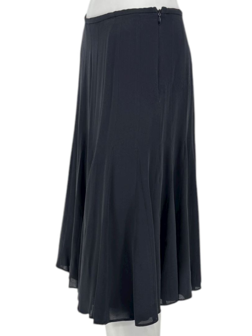 Armani Collezioni Black Silk A-Line Flounce Skirt –Size: 12
