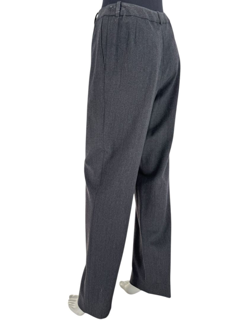 Chanel Charcoal Wool-Blend Straight-Leg Trousers – Size 42