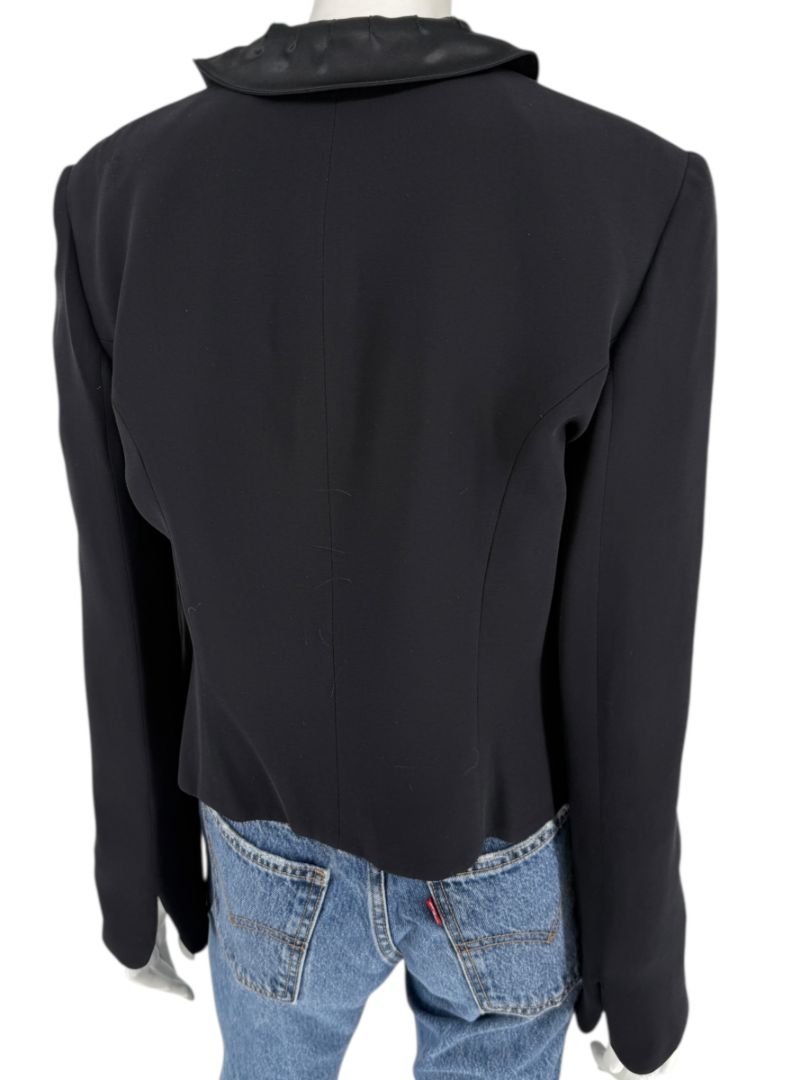 Armani Collezioni Black Rosette-Collar Tailored Jacket – Size 12