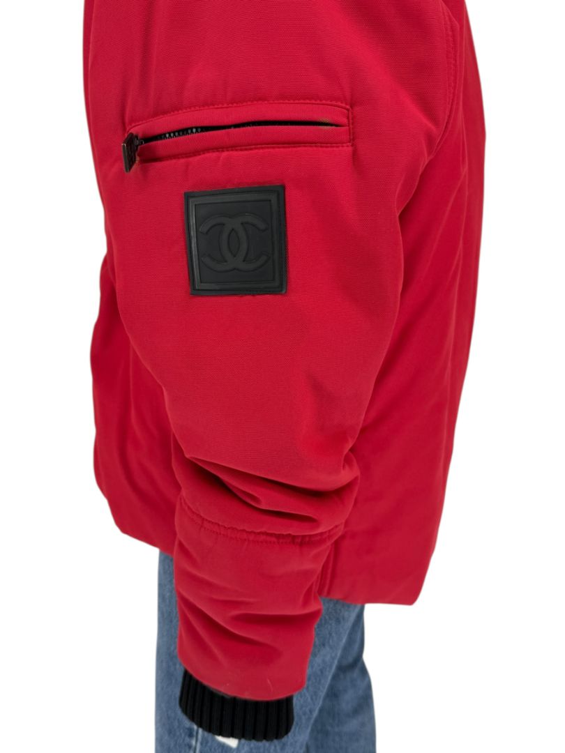 Chanel Red Hooded Puffer Technical Jacket – Size 42