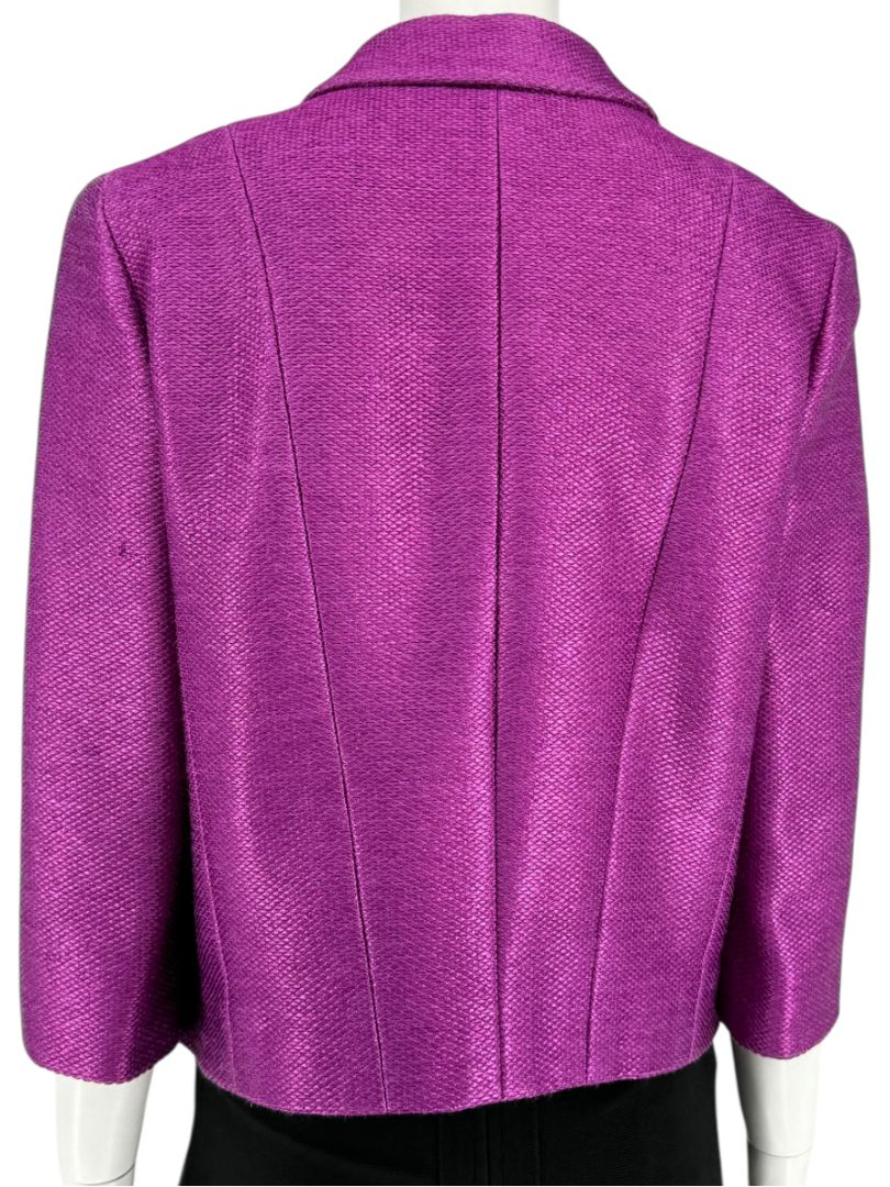 Chanel Fuchsia Textured Cotton-Blend Jacket – Size 42