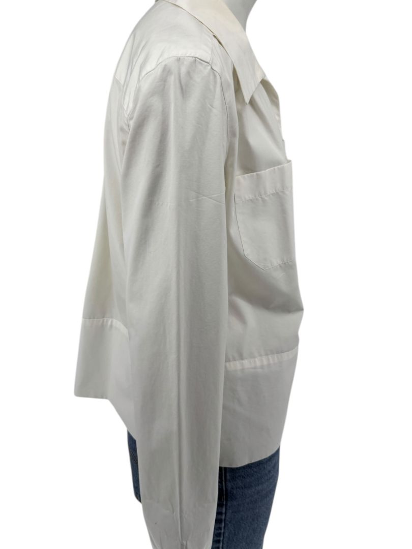 Chanel Ivory Zip-Front Cotton Blouse – Size 42