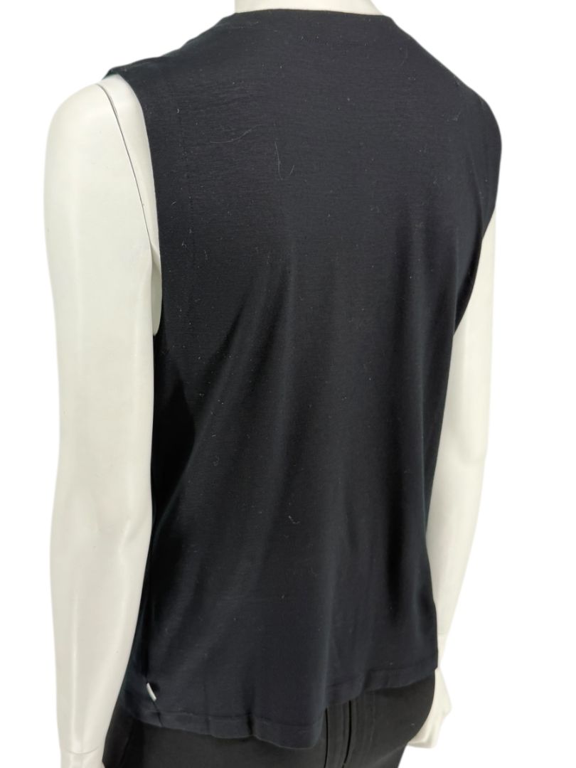 Akris Punto Black Modal-Blend Pleated Front Sleeveless Top – Size US 14