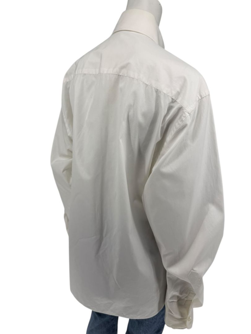 Karl Lagerfeld White Cotton Tuxedo-Style Pleated Shirt – Size 44
