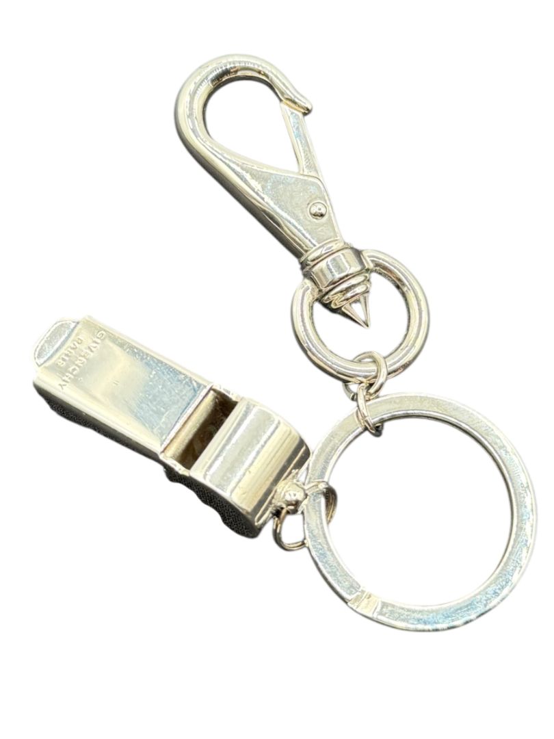 Givenchy Silver-Tone Whistle Keychain / Bag Charm – Functional Whistle