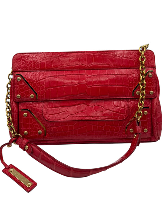 Escada Red Textured Leather Shoulder Bag – Gold Hardware
