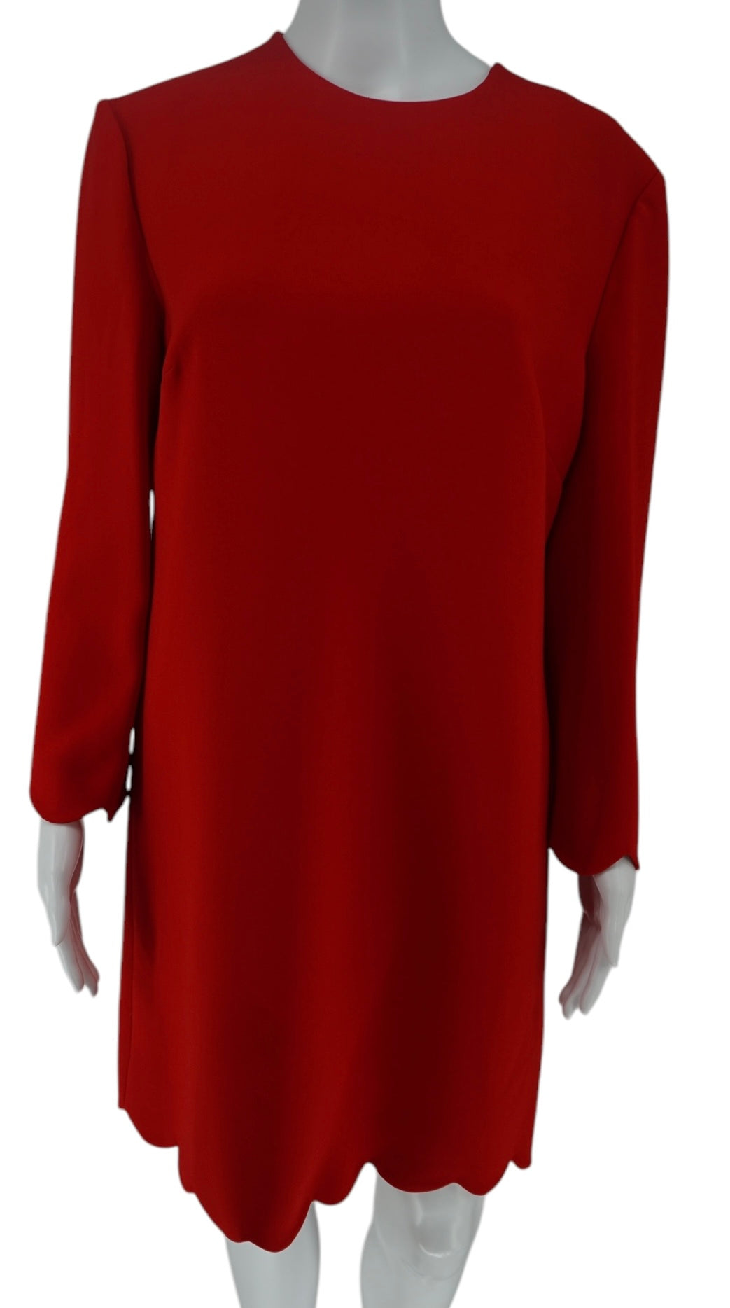 Miu Miu Red Dress with Scalloped Hem and Sleeves - 46 IT