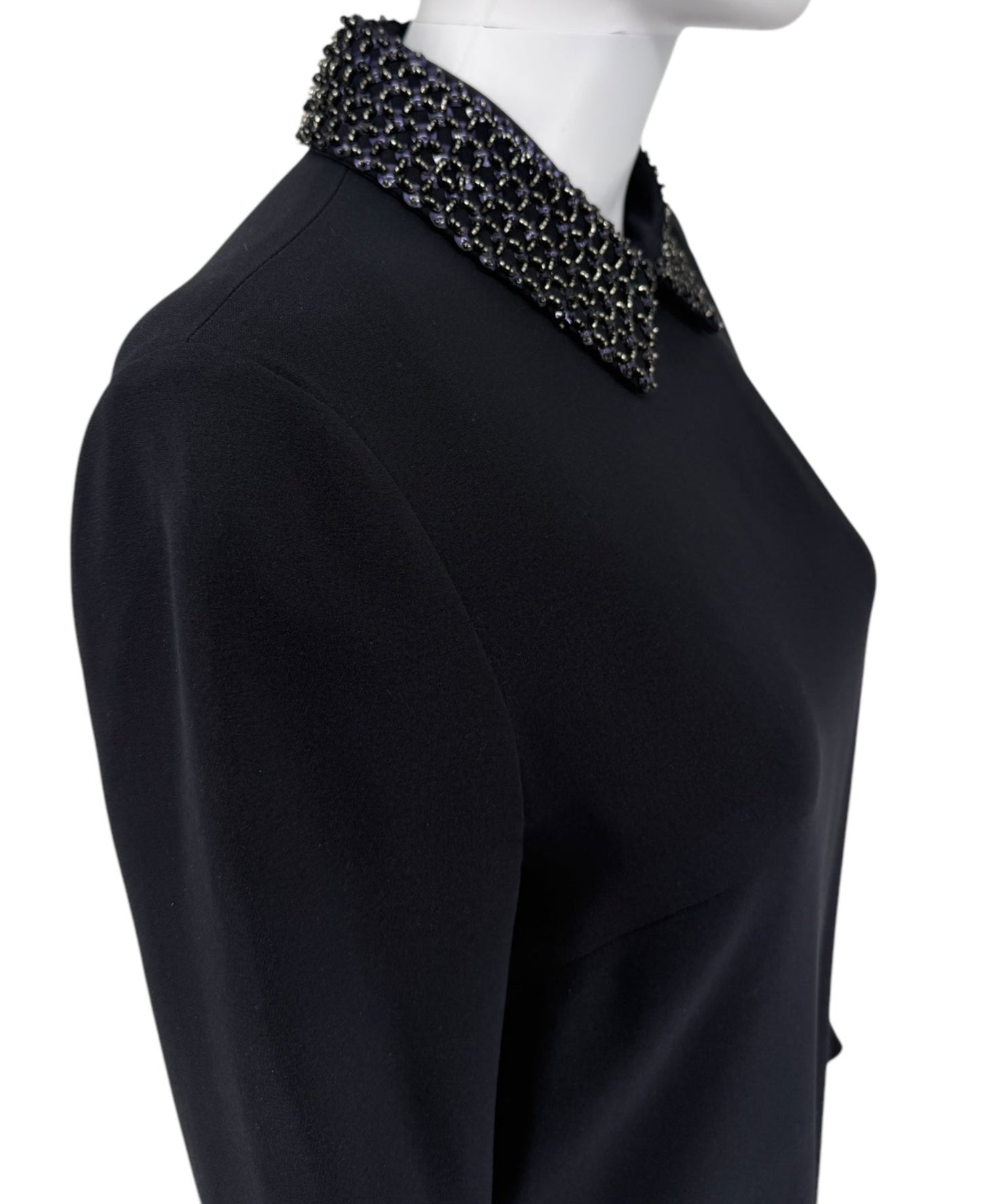 Christian Dior Navy Dress with embellished collar - Size 40/US 10