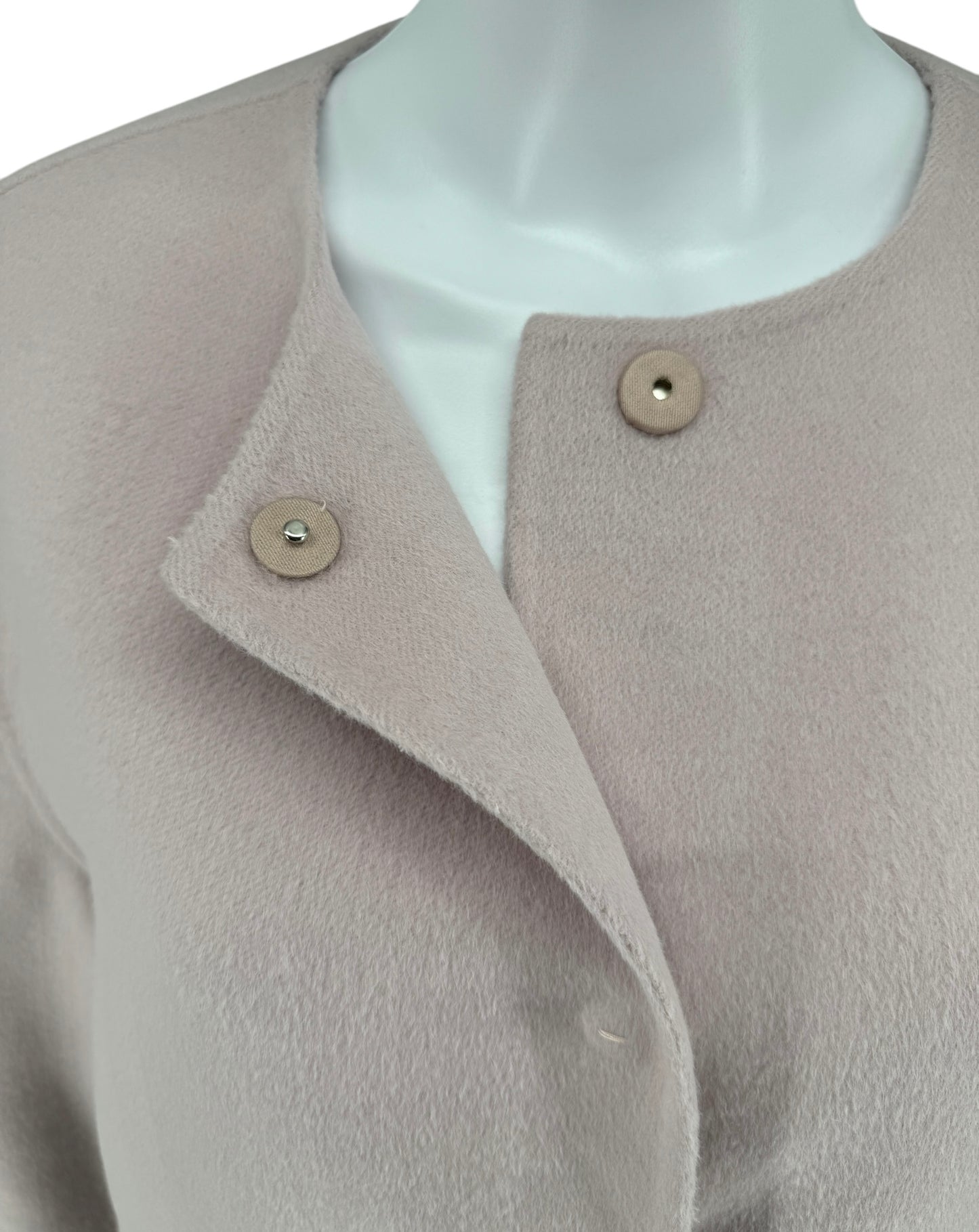 PRADA Collarless Coat Virgin Wool Angora Cashgora Pink Double-faced-Size 42