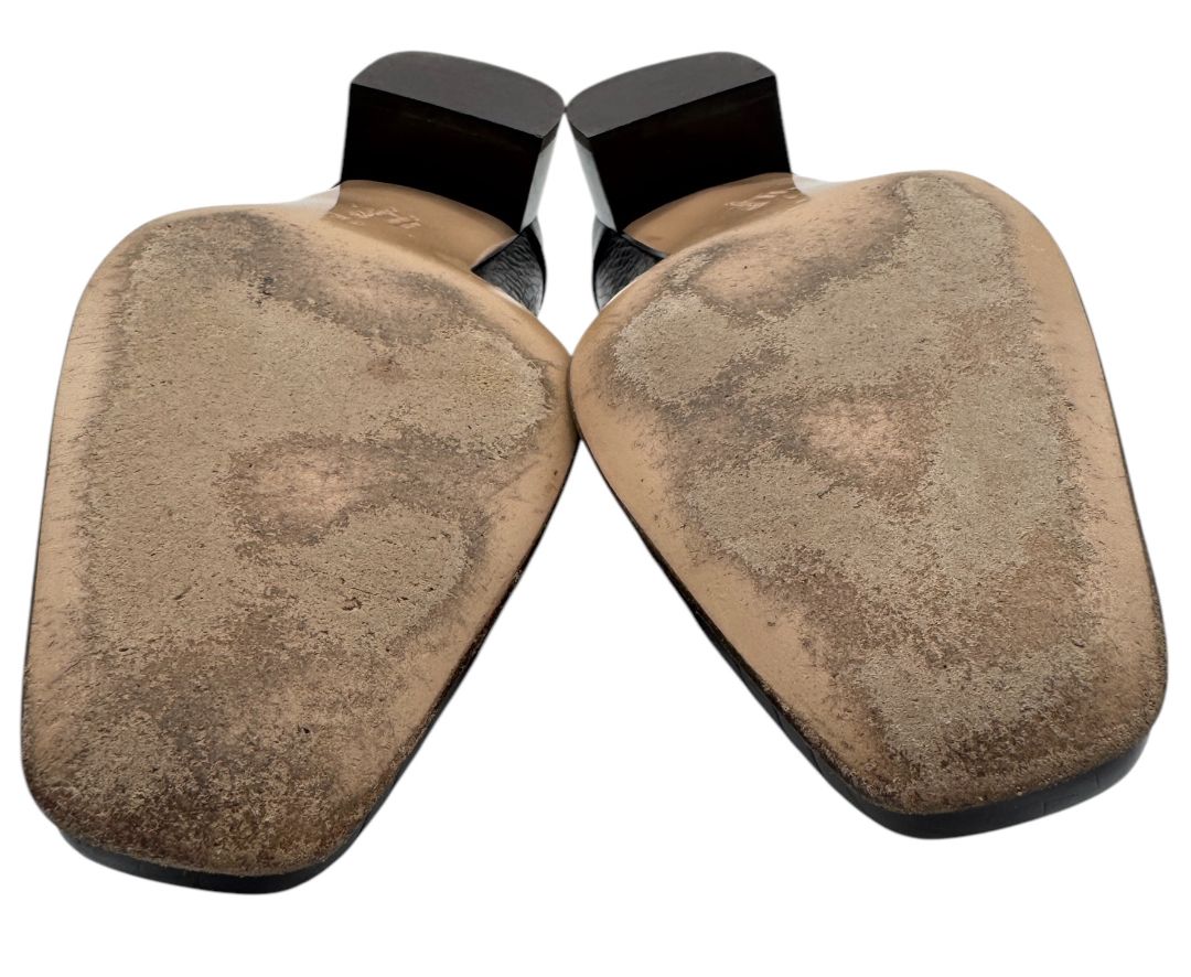 Salvatore Ferragamo Black Croc-Embossed Leather Loafers with Gold Gancini – Size 8.5 B (Made in Italy)