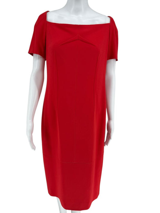 Pamella Roland Sculptural Red Cocktail Dress – Estimated Size 12