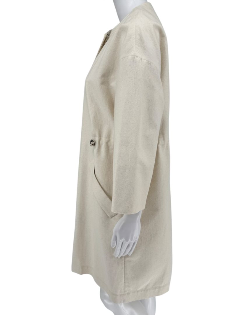 Brunello Cucinelli Cream Cotton-Blend Cocoon Coat – Size IT 44 (US 8)