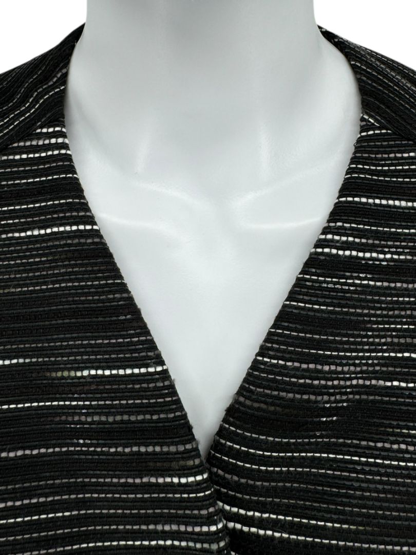 Pamella Roland Black Metallic Striped Open Jacket – Large