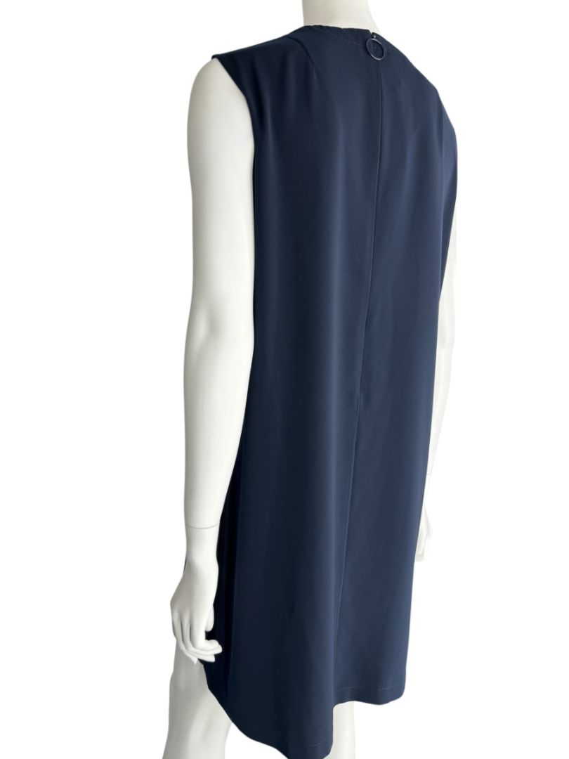Akris Punto Navy Sleeveless Shift Dress with Side Grommet Detail – Size 10
