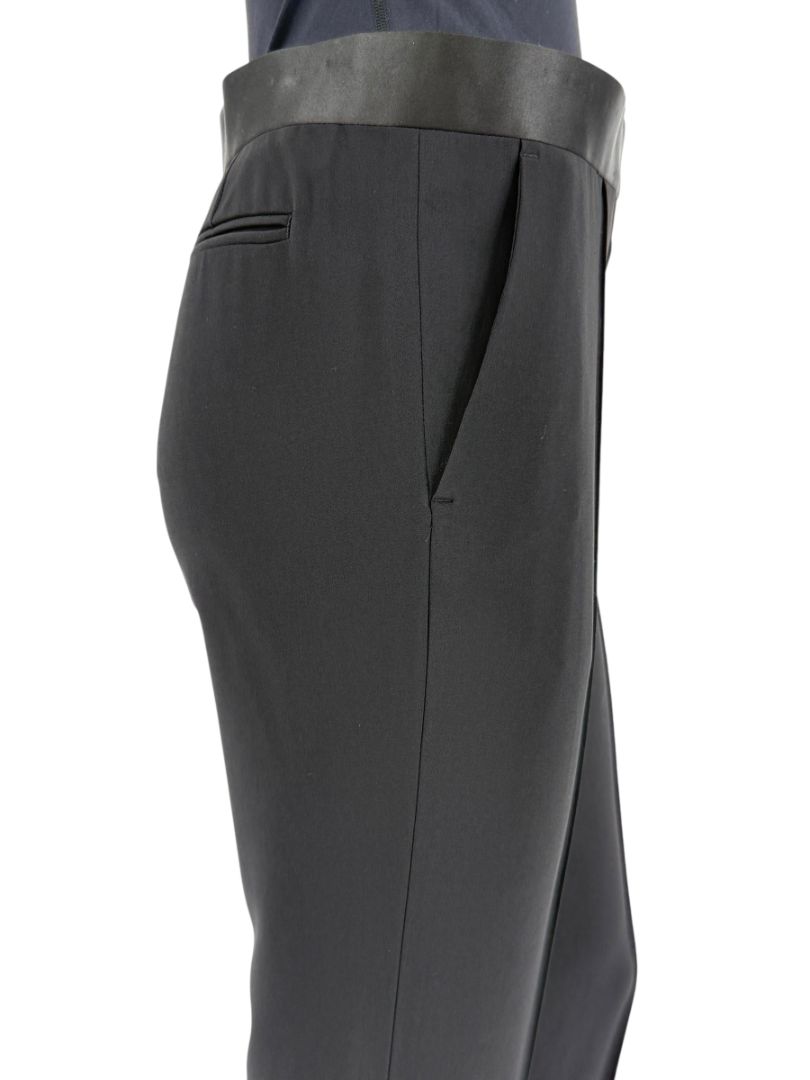 Celine Black Viscose Blend Tuxedo Pants with Satin Waistband – Size FR 40 / US 8