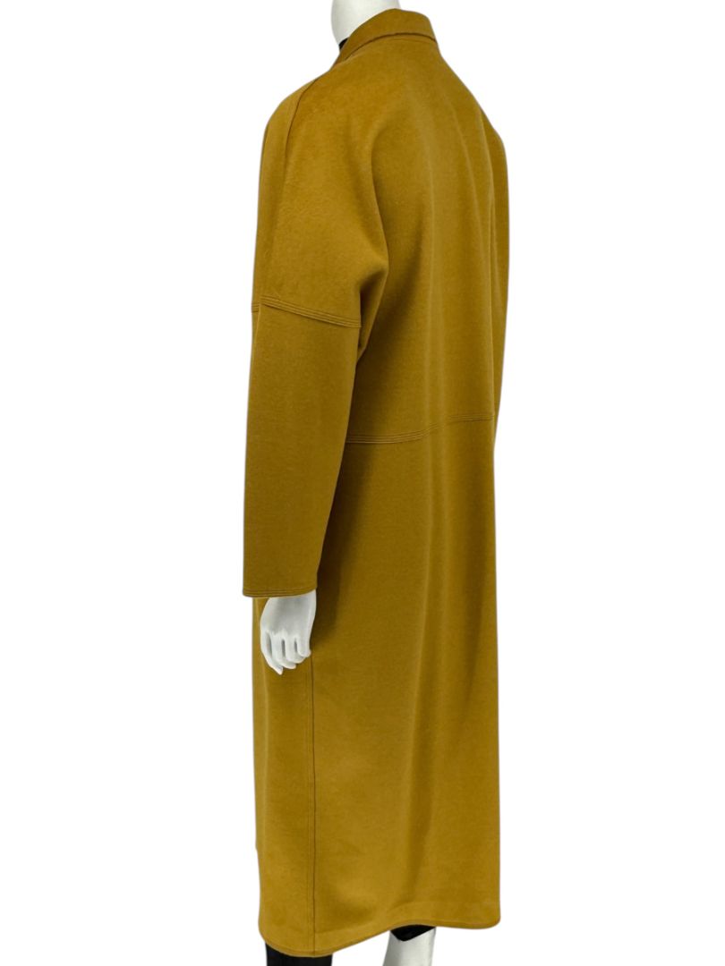 Pamella Roland Mustard Wool Cape Style Coat with Gold Buttons – Large