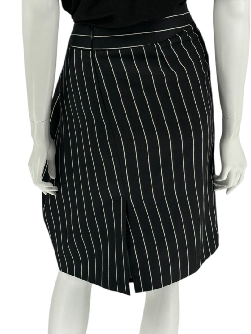 Armani Collezioni Black Pinstripe Wool Skirt – Size 12