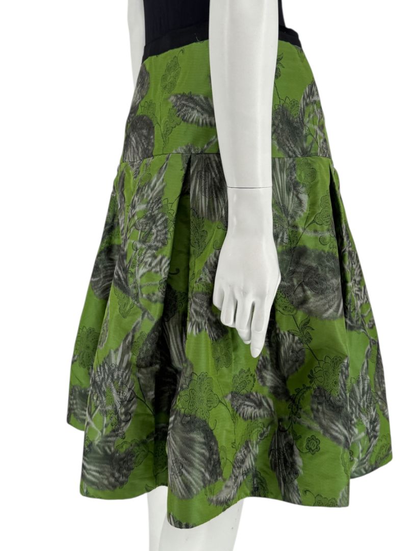 Oscar de la Renta Green Floral Silk Skirt – Fall 2008 - Size 16