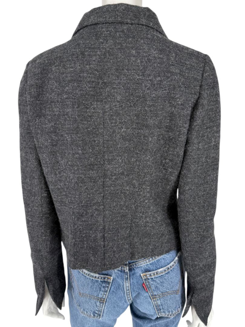 Ron Leal Charcoal Alpaca-Linen Tailored Jacket – Size 12