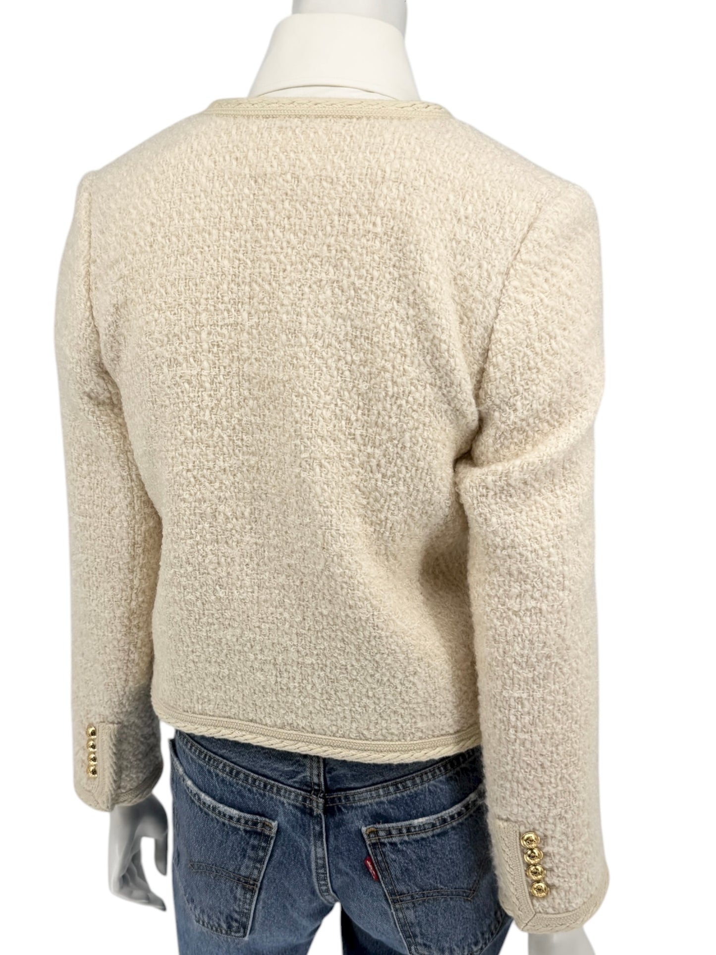 Celine “Chelsea” Ivory Tweed Jacket – Size FR 34