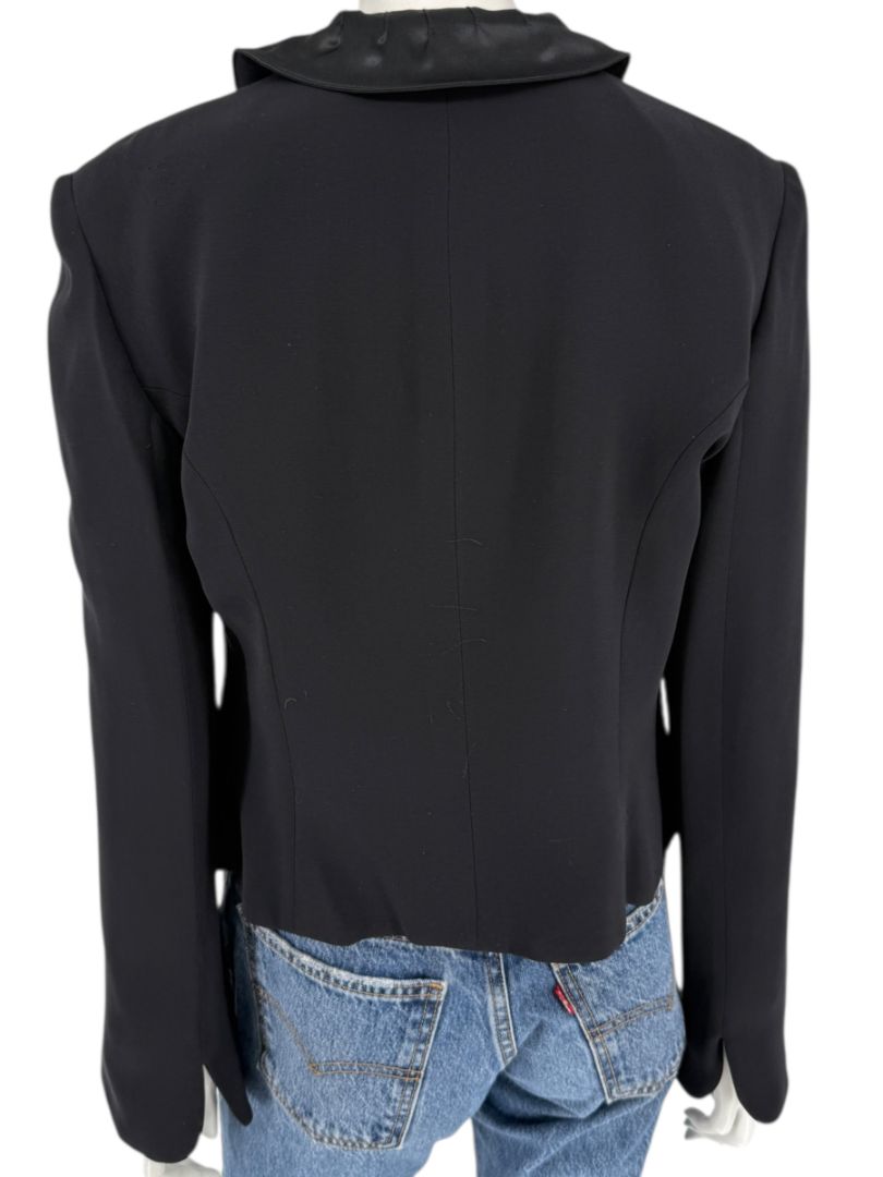 Armani Collezioni Black Rosette-Collar Tailored Jacket – Size 12