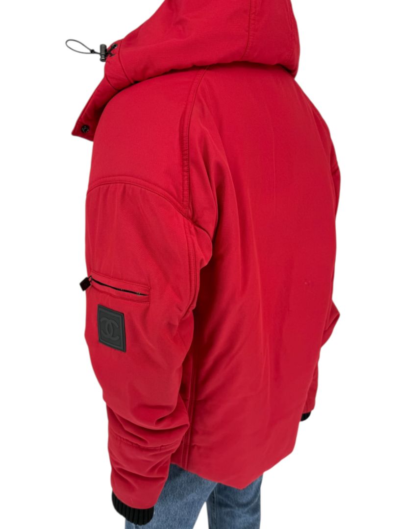 Chanel Red Hooded Puffer Technical Jacket – Size 42