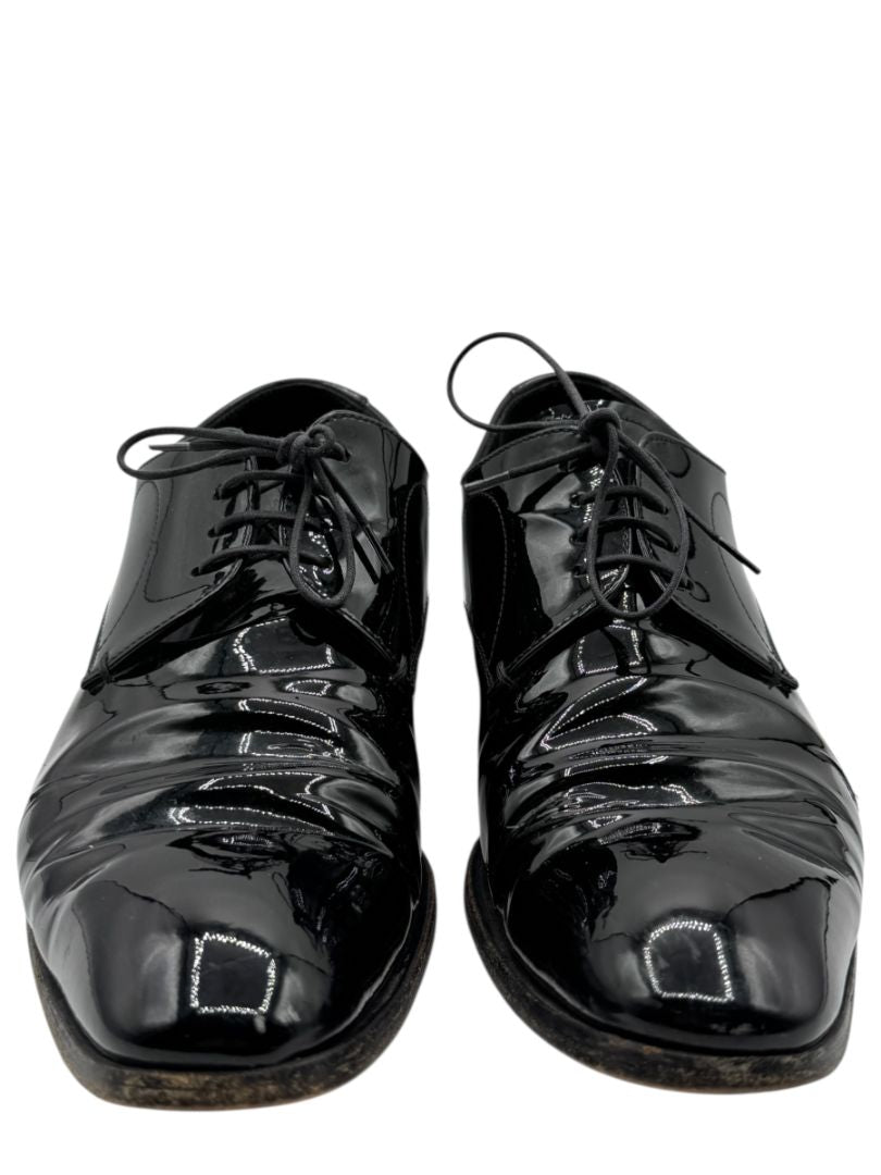 Prada Black Patent Leather Derby Shoes – Size 6.5 Mens