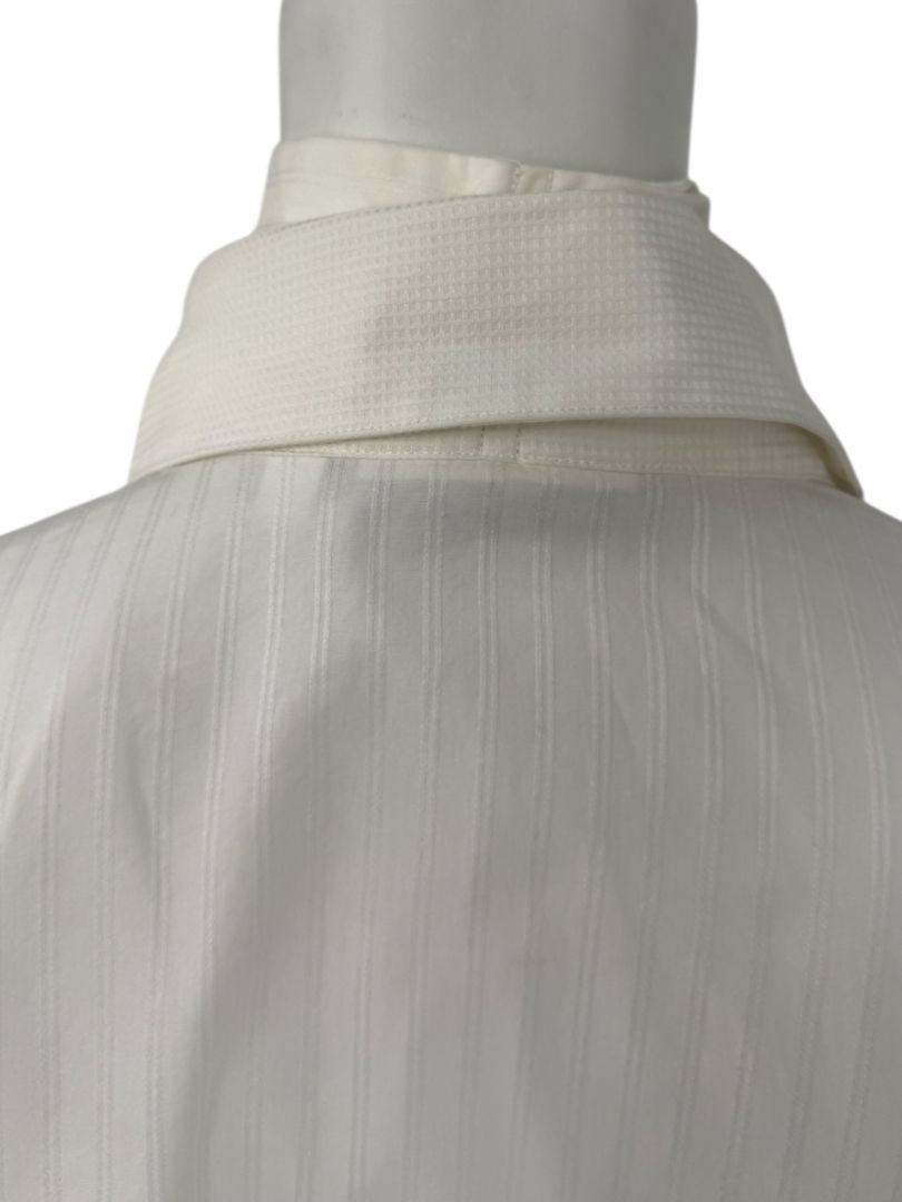 Zang Toi Ivory Striped Blouse with Detachable Neck Tie – Size 14